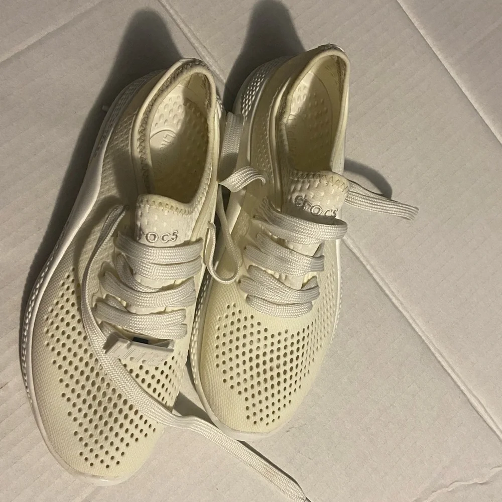 CROCS Women’s Cream Athletic Slip-On Sneakers